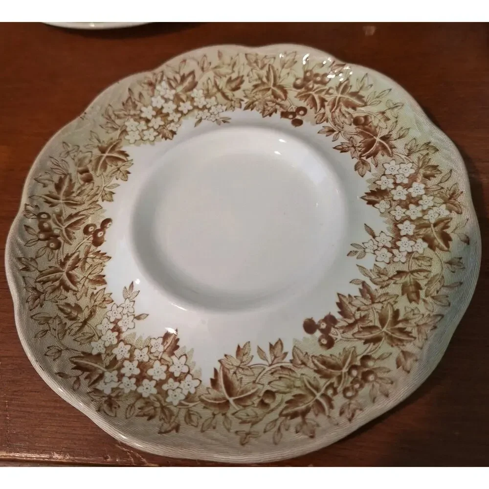 J&G Meakin Romantic England Cup Saucer 4 Sets Green Brown Anne Hathaway Cottage